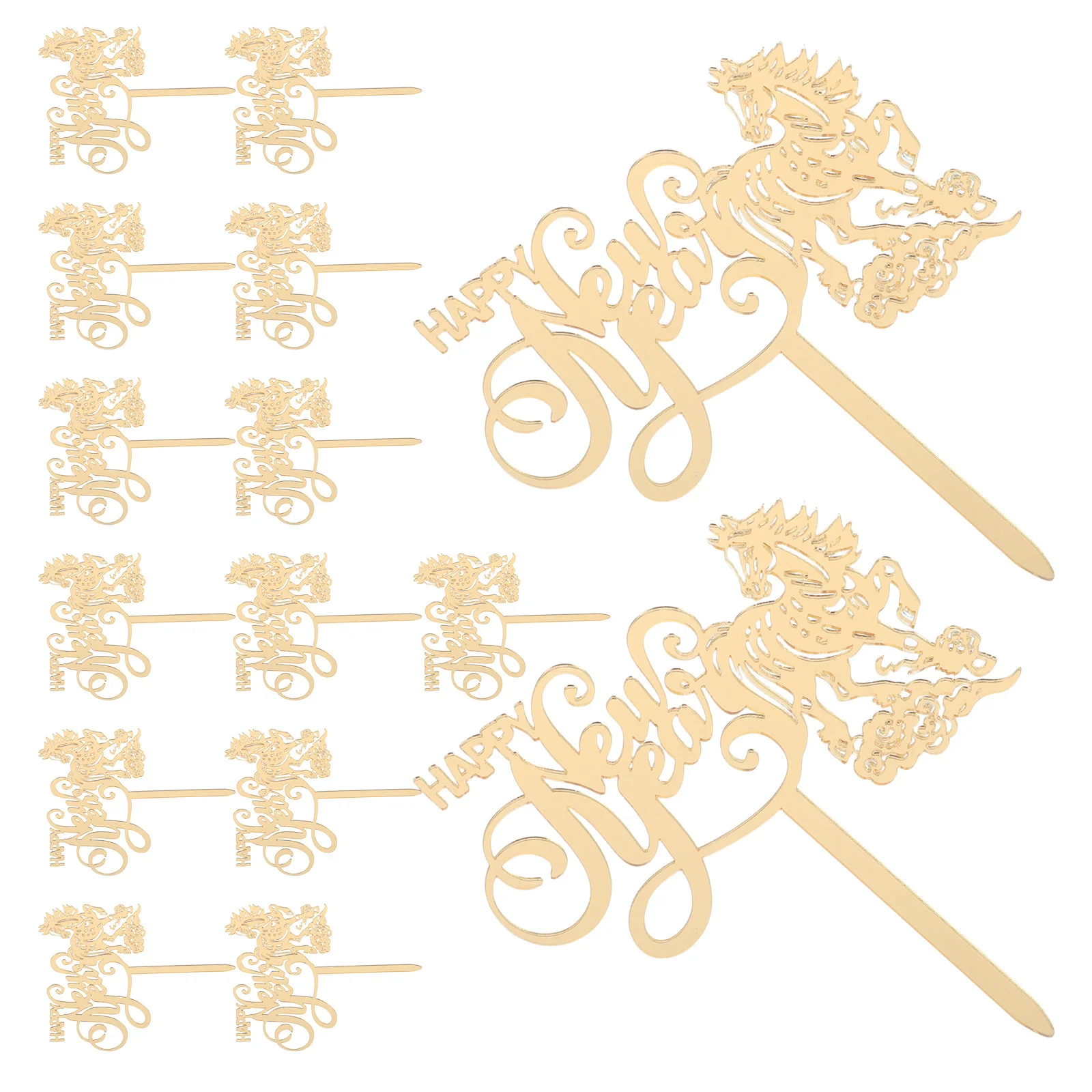 

15Pcs Horse Year Cake Topper Acrylic Chinese New Year Decorations for Birthday Lunar Festival Party Supplies Cake Toppers