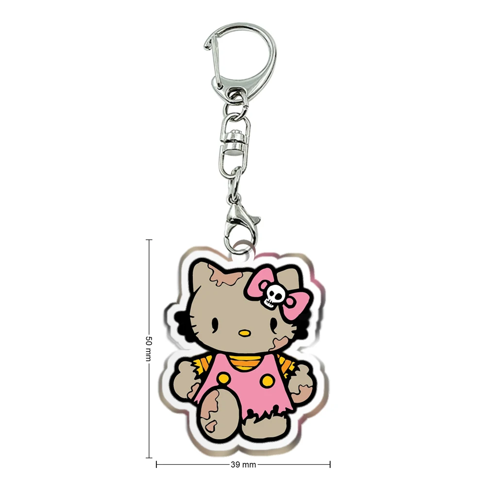 Halloween Funny Hello Kitty Kuromi Sanrio Transparent Acrylic Keychains Pendant Ornament for Bag Collection Girl Accessories