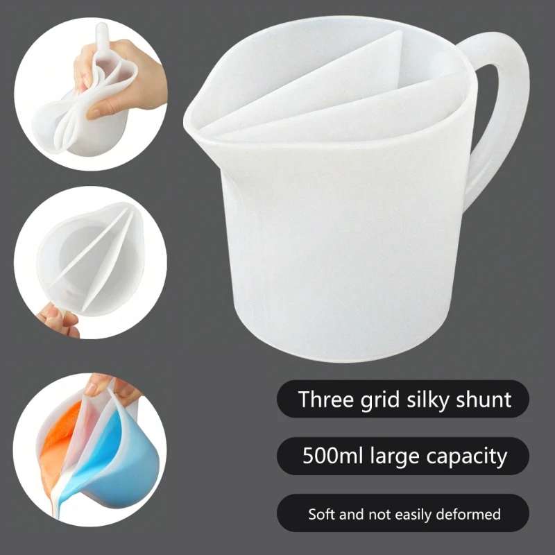 Silicone Resin Mixing Cup 17OZ 500ML with Handle Pouring Art Craft Tool