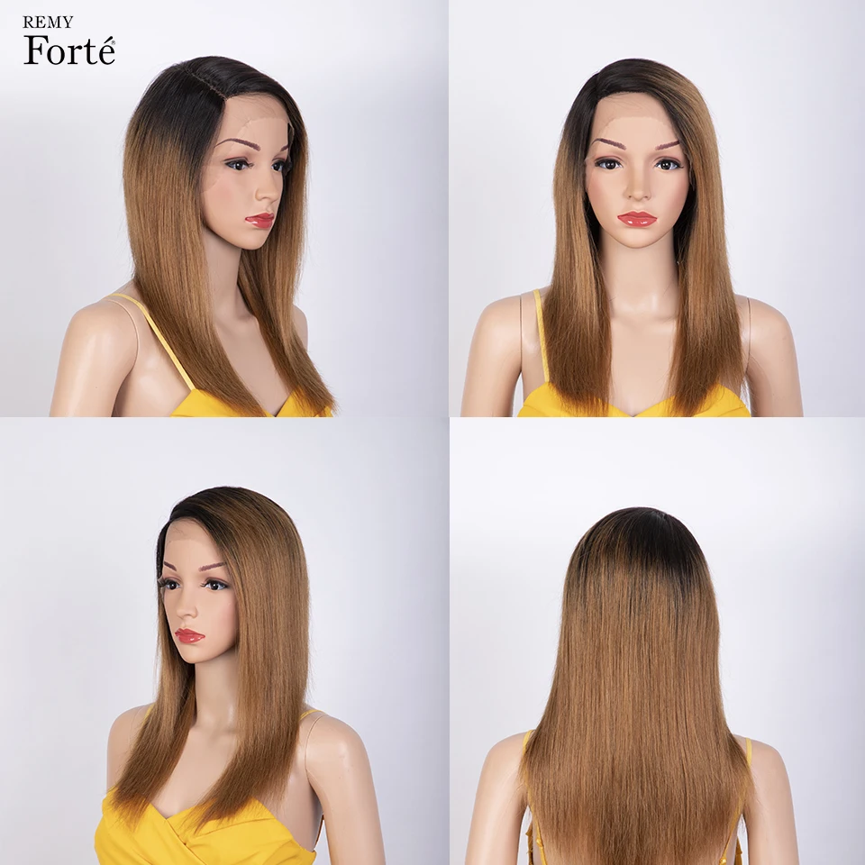 Perruque Brésilienne Naturelle Lisse et Soyeuse pour Femme, Cheveux Longs de Couleur Rouge, Blond Ombré