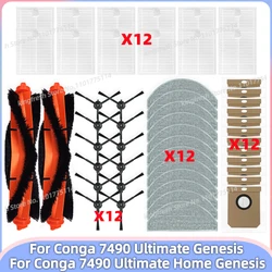 เข้ากันได้กับอะไหล่สำหรับ Cecotec Conga 7490 Ultimate Genesis, 7490 Ultimate Home Genesis - ลูกกลิ้ง, แปรงด้านข้าง, แผ่นกรอง HEPA, ผ้าถูพื้น, ถุงเก็บฝุ่น