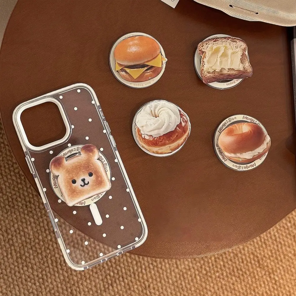 

New Foldable Bread Toast Phone Holder Cartoon Style Cute Hamburger Phone Grip Adorable Korean Style Tok Style Stand for Magsafe