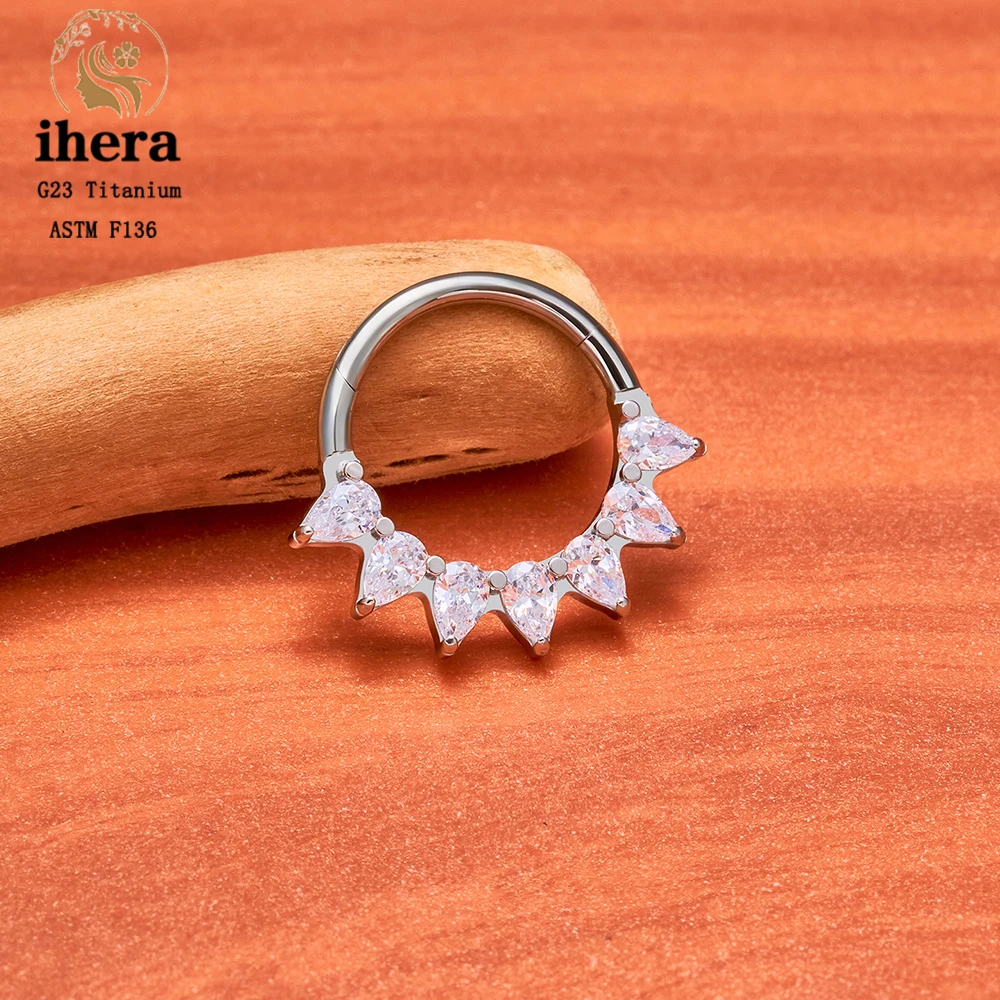 ASTM F136 Titan Birnenförmiger Zirkonia Nasenring 16G Klappbarer Clicker Segment Daith Ohrring Hoop Septum Knorpel Conch Helix Piercing Schmuck – Detail 29