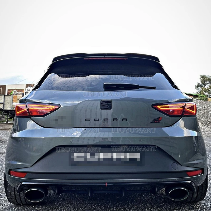 Coppia Spoiler Laterali Posteriori Per SEAT Leon 5F FR (2013-2021) In ABS Nero Lucido, Effetto Carbonio, Splitter Per Tetto