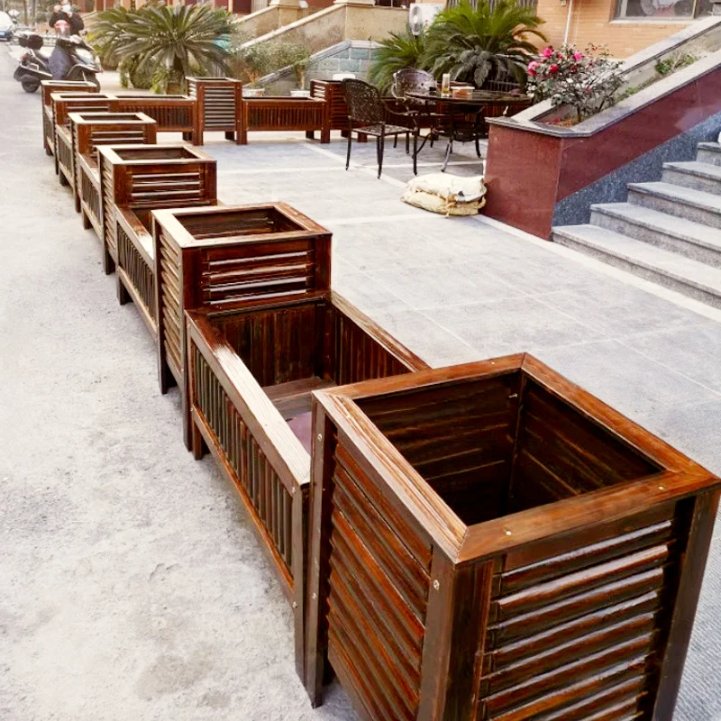 

Preservative wood flower box Planting box Outdoor courtyard large flower pot Solid wood thickening
