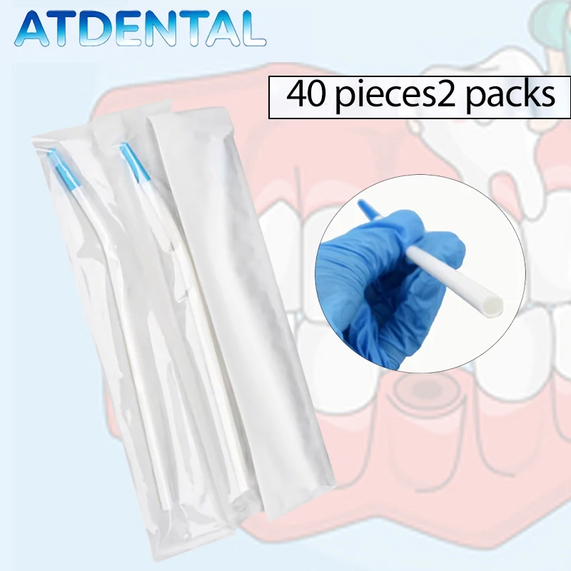 40 pieces 2 packs Dentist Clinic Disposable Suction Tips Long Slim Suction Tube Dental Consumable Surgical Material