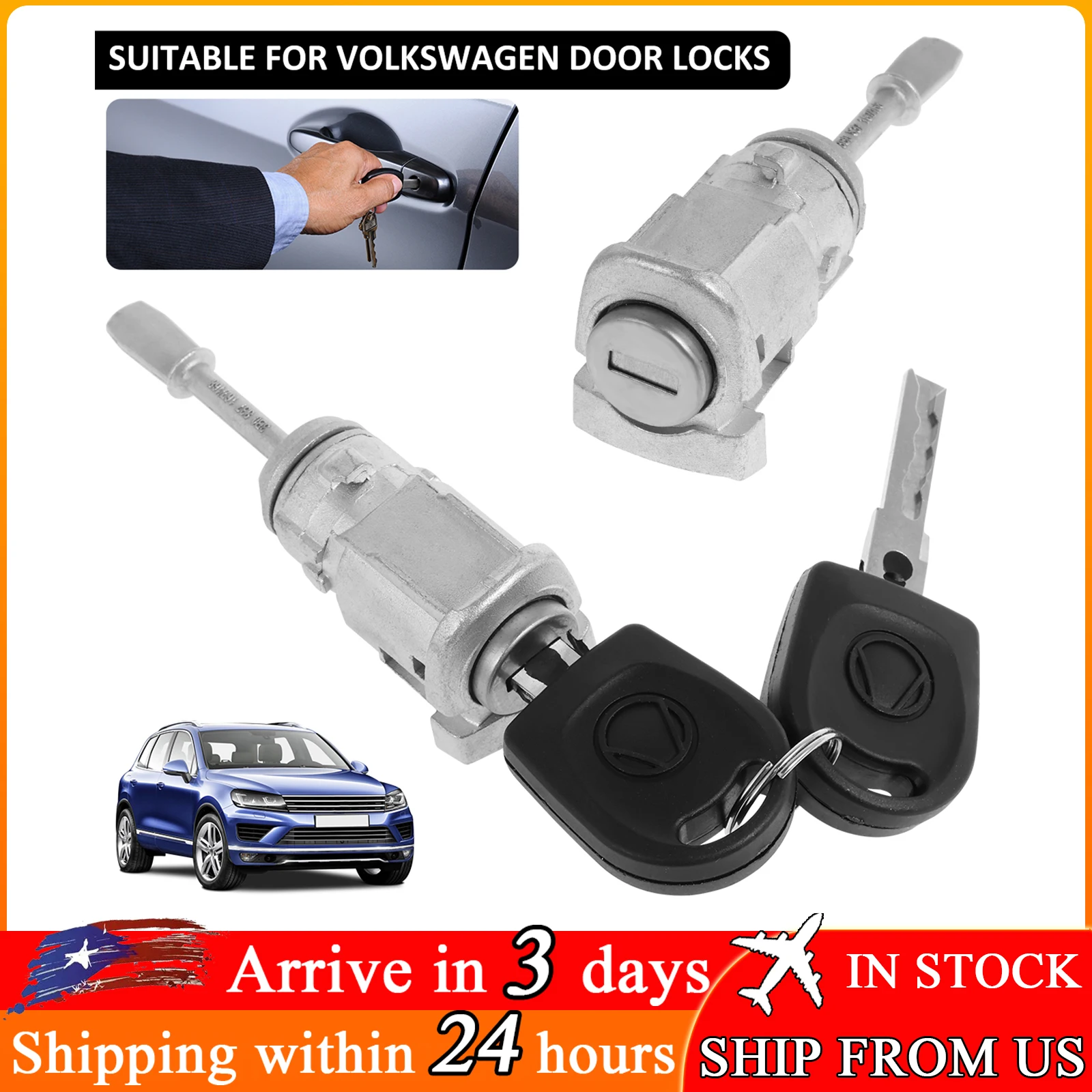 

Car Front Door Lock Cylinder with 2 Keys Compatible with Golf 4 Mk4 1997-2006 Stainless Steel Door Lock Barrel Cylinder Premium