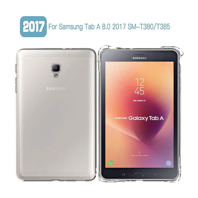 Transparent Tablet Case For Samsung Galaxy Tab A 8.0 2017 SM-T380 T385 Soft TPU Silicon Airbags Cover Shockproof Anti-drop Shell