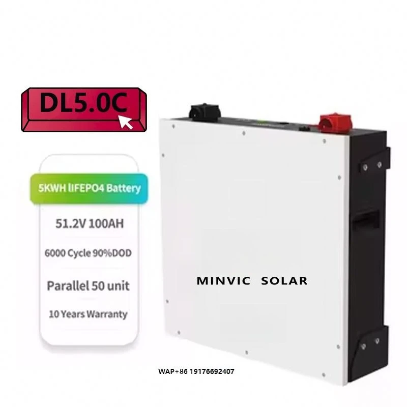 

Аккумулятор Dyness DL5.0C 51.2В 100Ач LiFePO4, 6000 циклов, 95% DoD, разрядка 1C, настенный, для домашнего накопления солнечной энергии