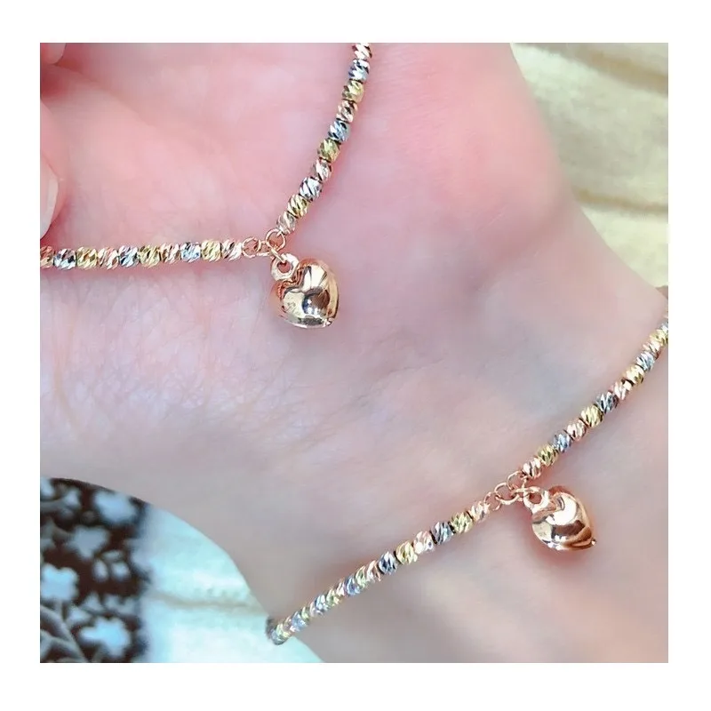

Rose Gold-plated Plain Gold Bracelet, Three-color Gold Bracelet, Colored Gold Glossy Peach Heart Versatile Fashion Bracelet, Wom