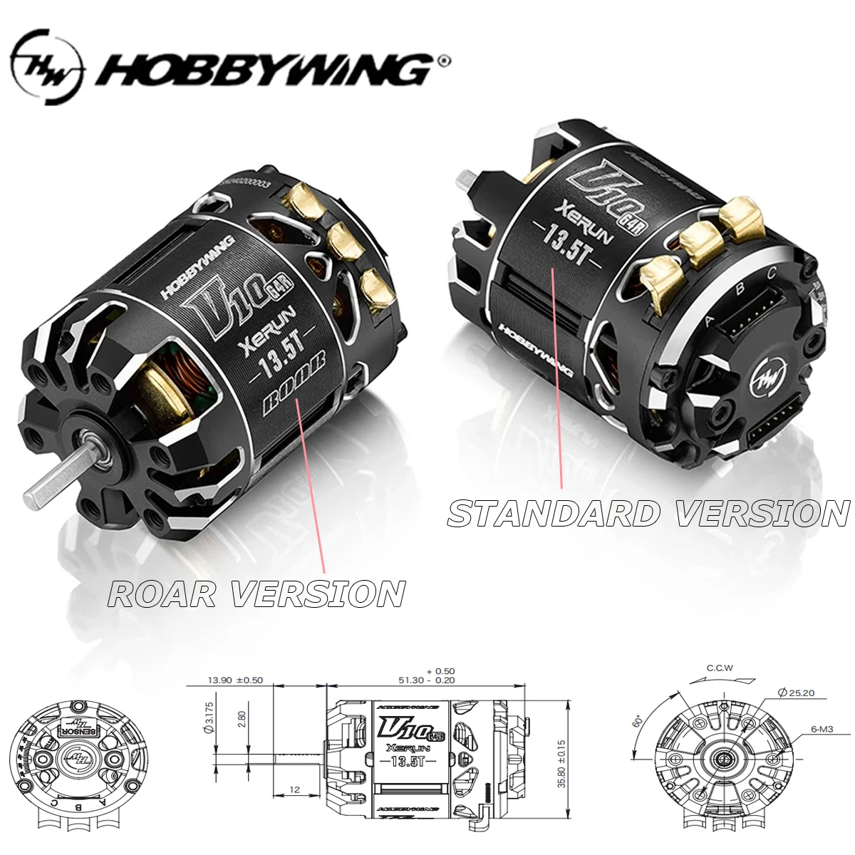 Moteur brushless à capteur HOBBYWING XeRun V10 G4R 13.5T 17.5T 21.5T ROAR, adapté aux voitures de compétition RC 1/10 pour drift