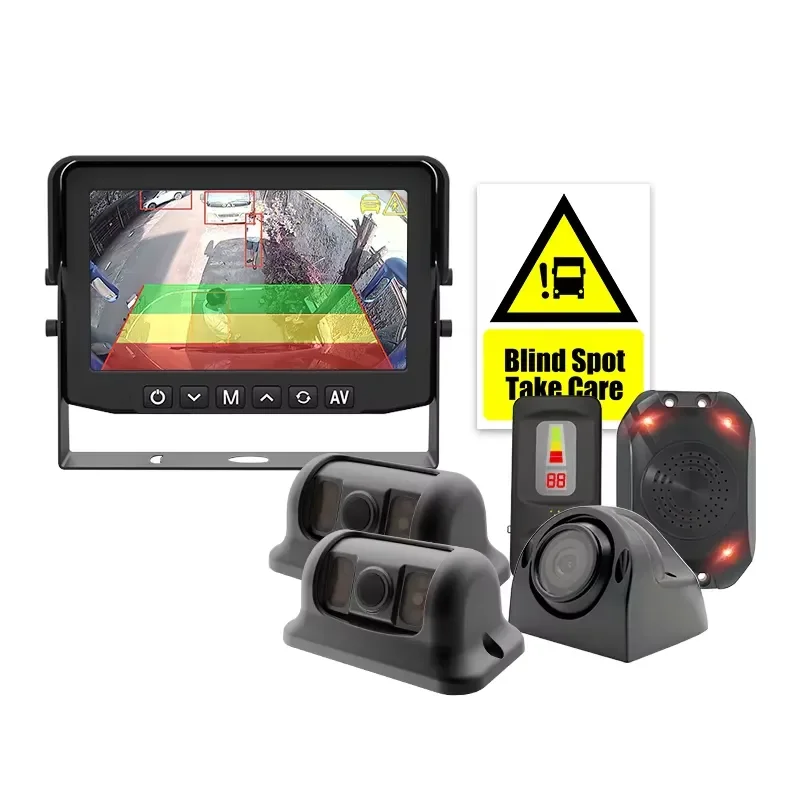 Truck AI BSD Blind Spot Detection Systems With Pedestrian Vehicle Cycles Detect Alarm To Driver For Safety System Unit