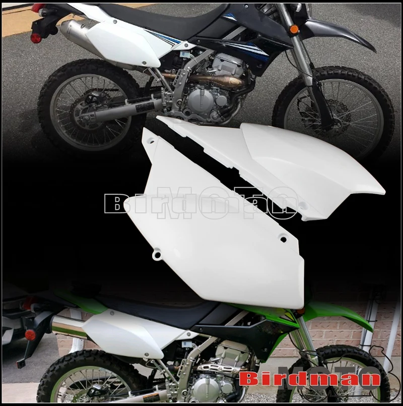 Off-Road Rear Side Panel White Plastic Fairing Frame Cover Rear Number Plate Cowl for Kawasaki KLX250 KLX250S KLX 250 D-Tracker