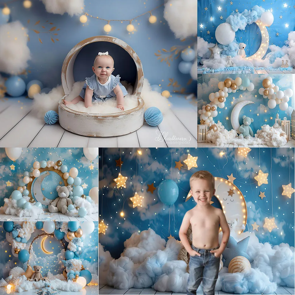 

Newborn 1st Birthday Party Photography Backdrop Colorful Balloon Boy Girl First Birthday Decora Baby Shower Background Studio