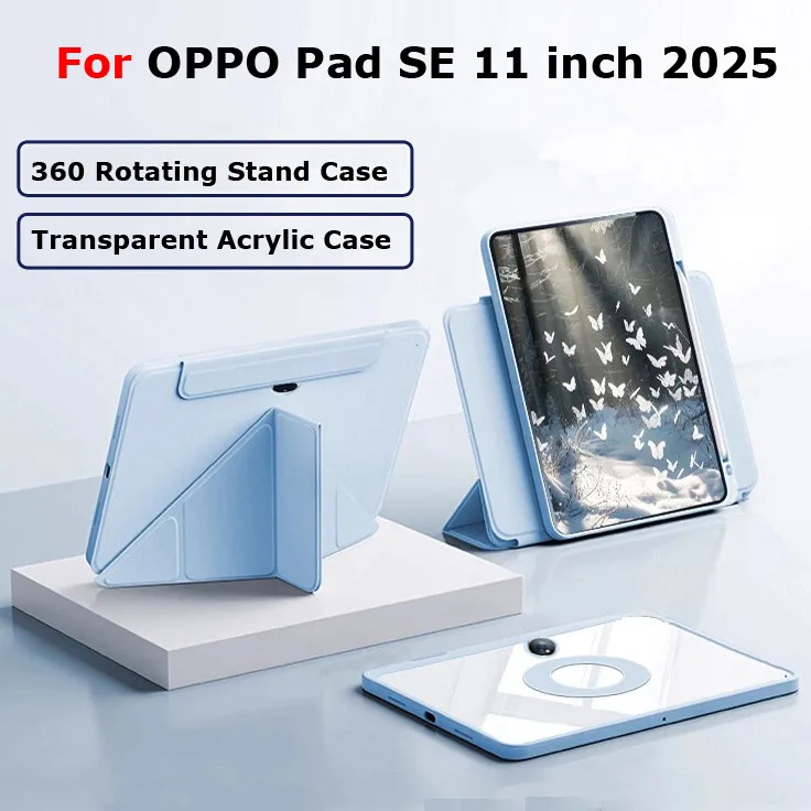 

Магнитный съемный чехол с держателем для ручки для OPPO Pad SE 11 дюймов 2025 OPD2417 Neo 11,4 Air 10,36 дюйма, вращающийся на 360 градусов чехол для планшета