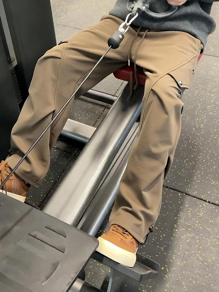 

American Retro Starry Night Tweed Workwear Pants Men's Autumn Winter Heavyweight Sweatpants Wrinkle Resistance High Waist Cas...