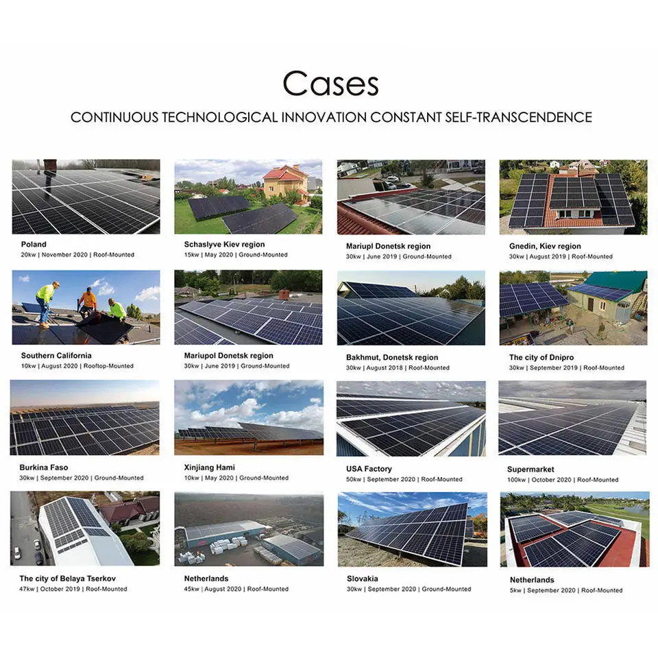 Sistema solare completo 10kw 20kw 30kw 50kw Sistema ibrido off grid 48v EU 220v 380v sulla griglia Batteria del sistema solare industriale domestico