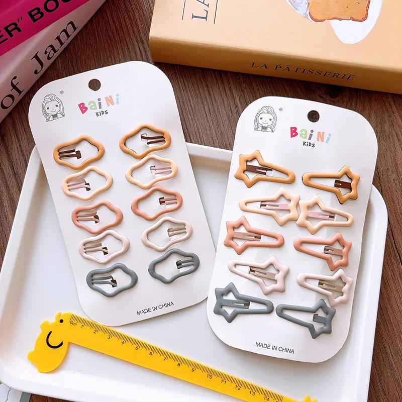 10 unids/set de horquillas para bebé, Mini Clips BB simples para niña, flequillo hueco de amor, Clip LATERAL, accesorios para el cabello para niños, nuevo