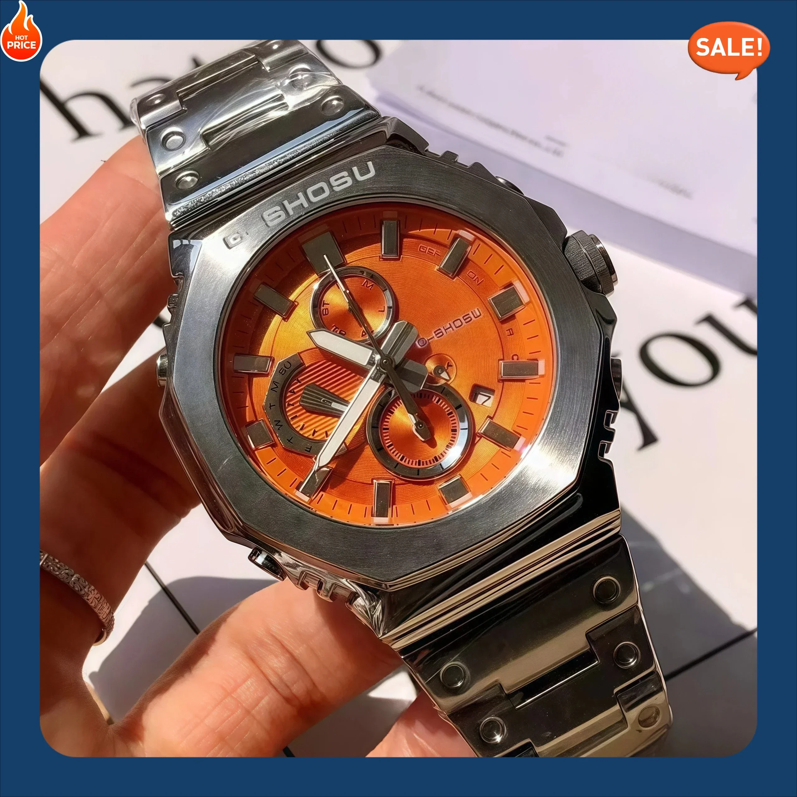 

Спортивные кварцевые часы унисекс Всемирный час Нержавеющая сталь Большой циферблат Компас Все стрелки Операционная серия GMC 170 г