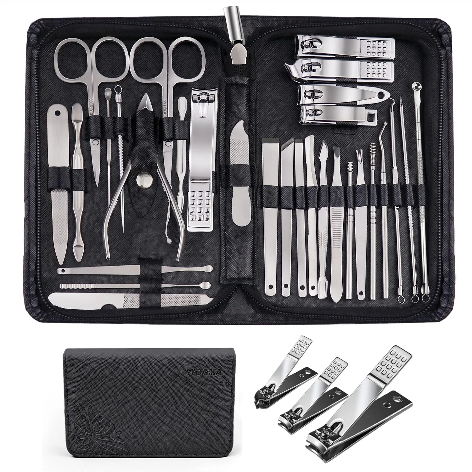 

30 In 1 Manicure Set Nail Clipper Kit Stainless Steel Professional with Travel Case for Women Men