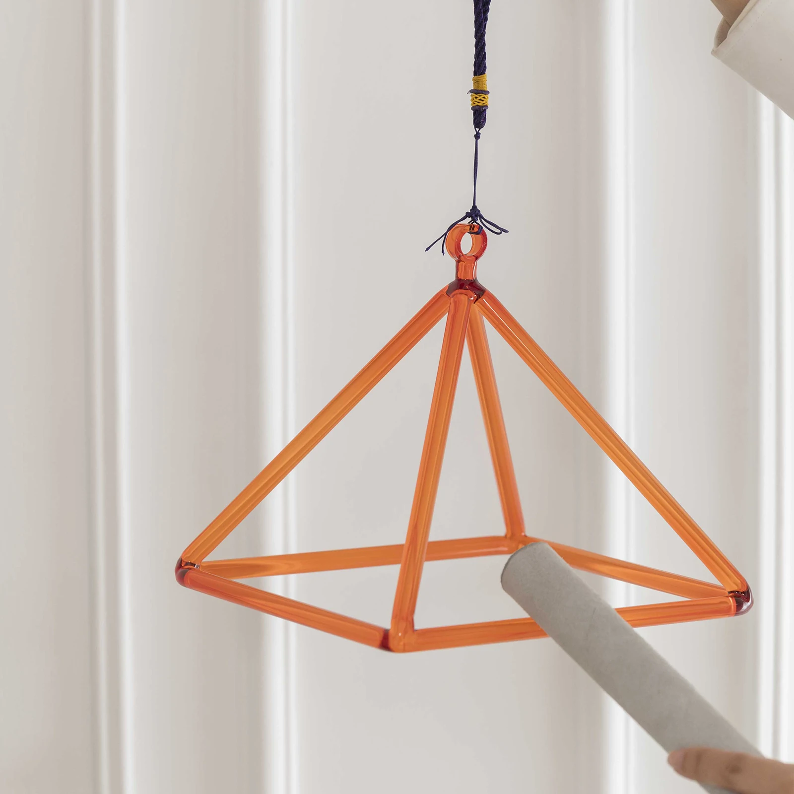 Hye-eun 3-9inch Orange Clear Crystal Singing Pyramid Sound Energy Healing Instruments Quartz Triangular Tower Yoga Meditation