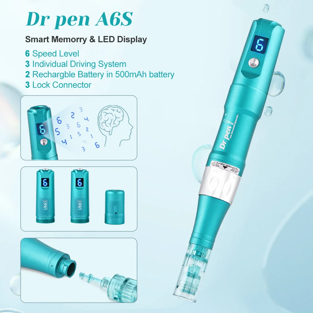 Ручка Dr Pen A6S Беспроводная с 12 игольчатыми картриджами, профессиональная электрическая ручка для мезотерапии, набор инструментов для ухода за