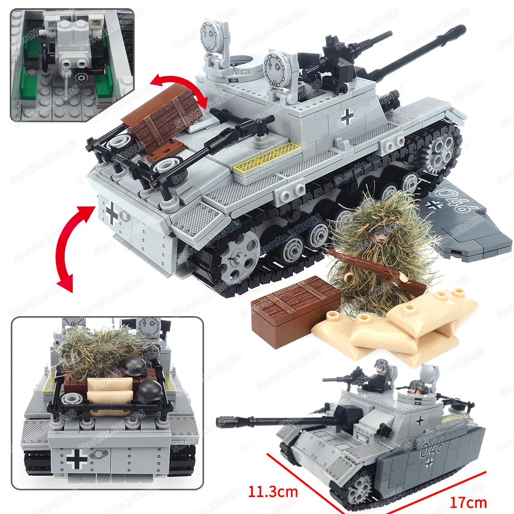 No 3 G type Tank Military Building Block Assembled Moc WW2 Figures Weapons Assault Gun Battalion Scenes Model Child Gift Boy Toy