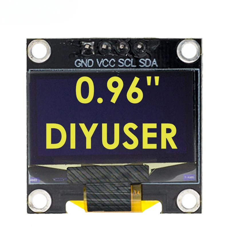 DIYUSER 0.96 Inch OLED SSD1306 White/Blue/Yellow 128X64 IIC I2C Serial Display Module 12864 LCD Screen Board For Arduino