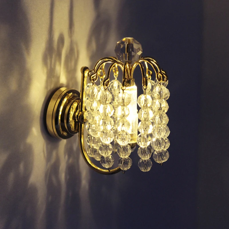 

Dollhouse Miniature European Gold Multi-layer Bead Wall Lamp Mini Light Ornament Model Furniture Decor Toy Accessories