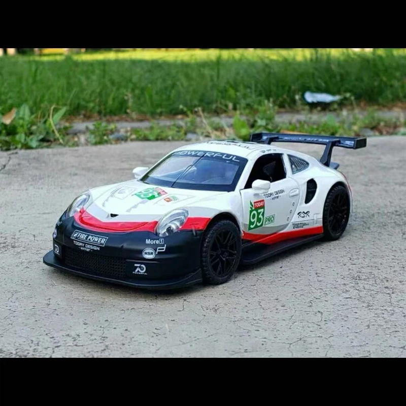1:32 911 RSR 합금 다이캐스트 장난감 차량 금속 자동차 모델 사운드 라이트 풀백 어린이 장난감 컬렉션 A40