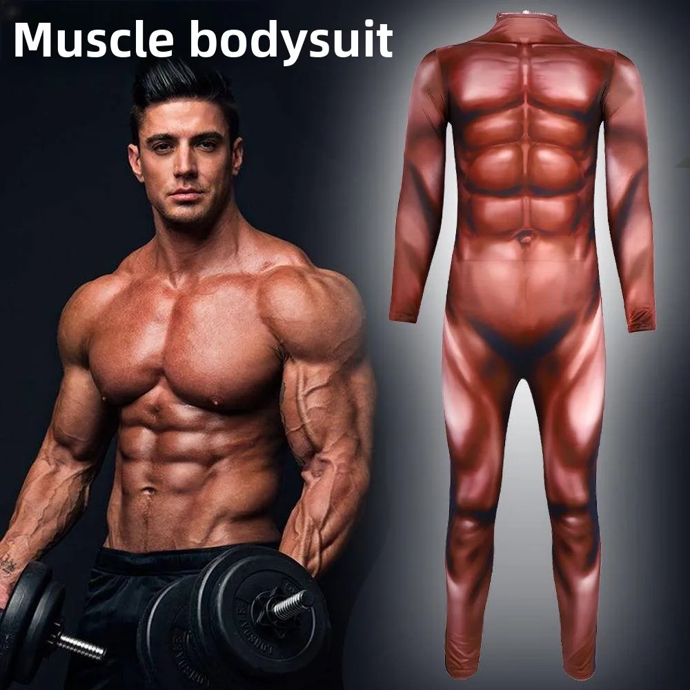 

Новый костюм с 3D принтом, обтягивающий костюм на Хэллоуин, костюм гигантской мышцы, цельный костюм, женская мода