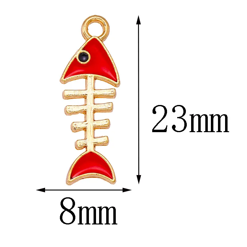 Colliers en alliage d'os de poisson, pendentifs animaux en résine pour la fabrication de bijoux, boucles d'oreilles, DIY, 8x23mm, 20 pièces