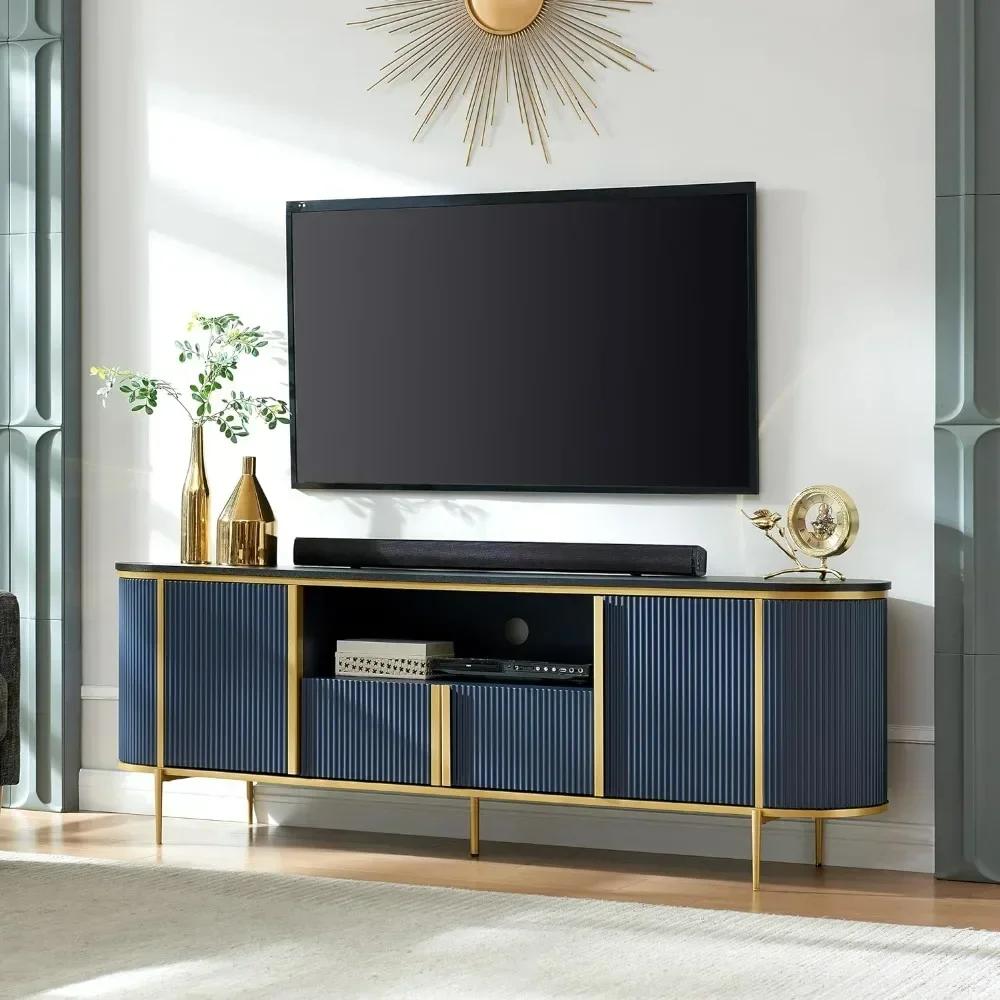 

TVs Up to 80 inches, TV Console with Faux Marble Top, Curved Profile Design