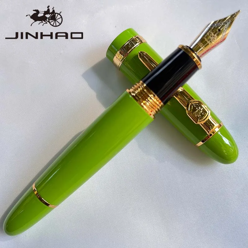 1 STKS JINHAO 159 Klassiek ontwerp zilveren rand kalligrafie Iridium zakelijke pen met converter