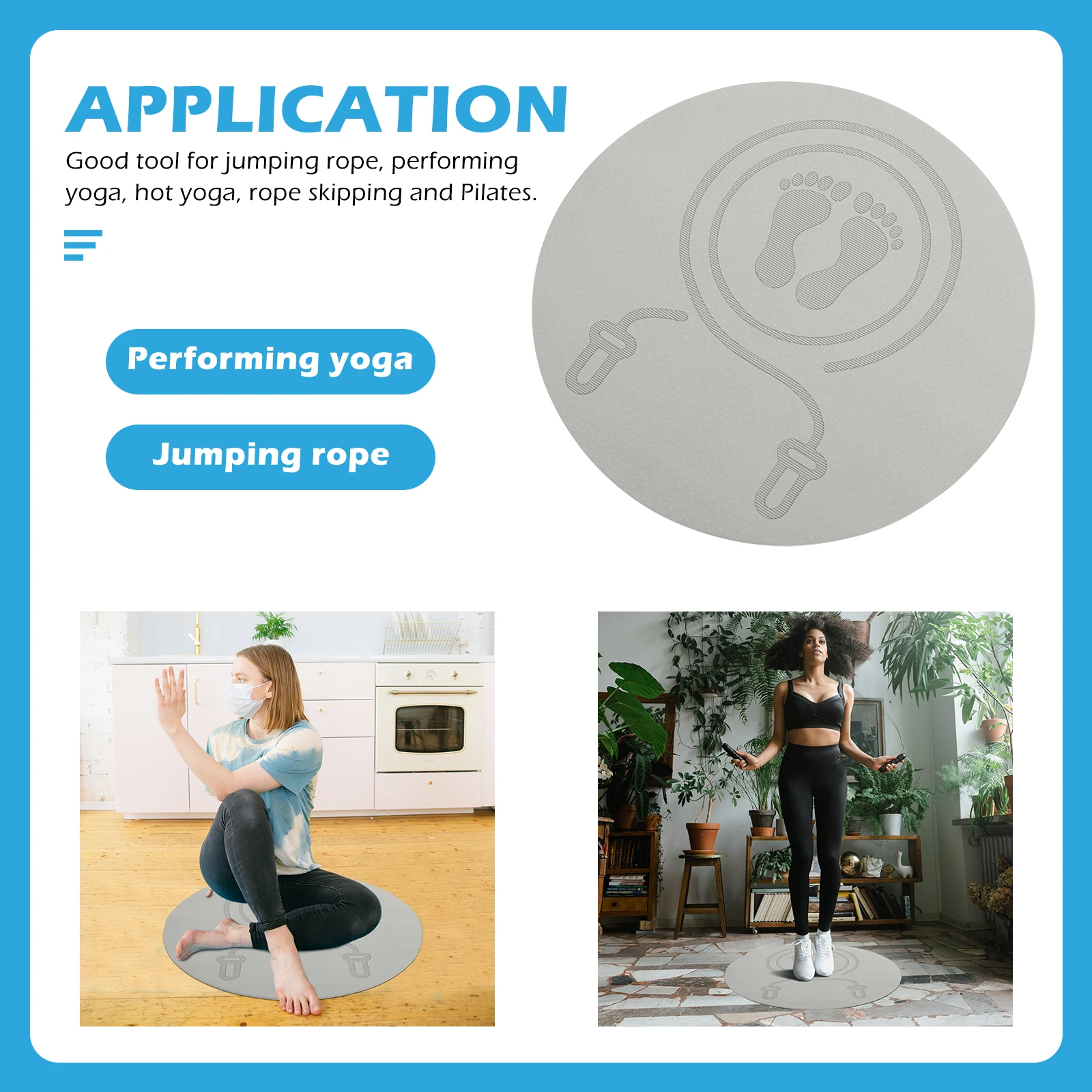 

1pc Jump Rope Mat TPE Material Anti-slip Shock-absorbing Round Cushion Yoga Workout Mats Home Gym Sound Proof Floor Pad