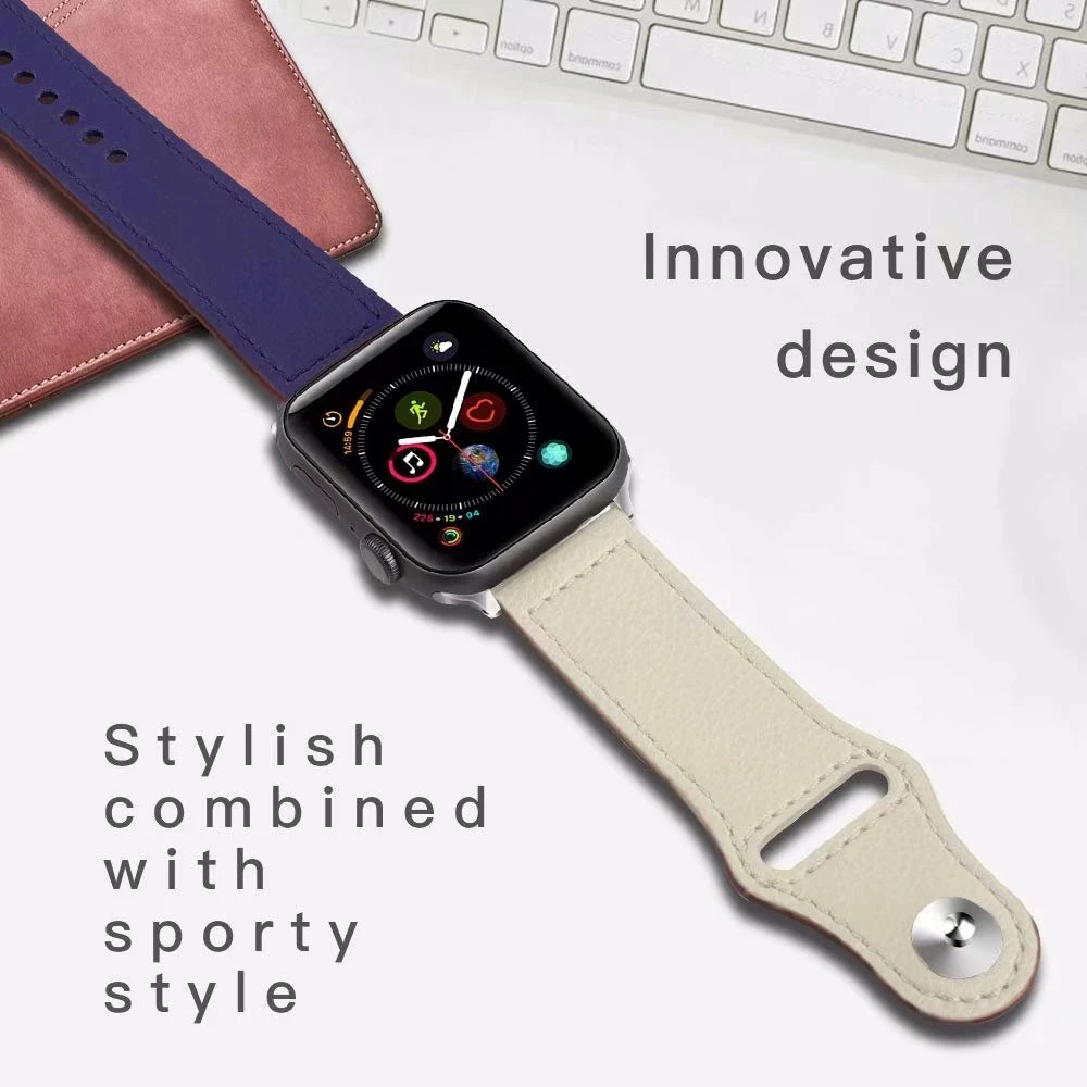 1948 per Apple Watch Strap】Apple Watch Series 7 6 se 5 4 3 2 1 cinturino in vera pelle per iWatch Smart Watch accessorio