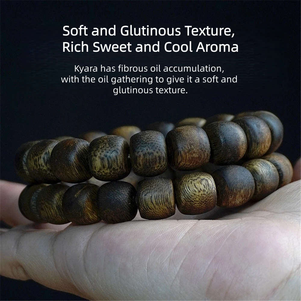 90% Sinkable Kyara Agarwood Bracelet,10mm Drum Beads, Free-Form & Classic-Shaped Beads, High-Oil Prayer Beads Agarwood Bracelet