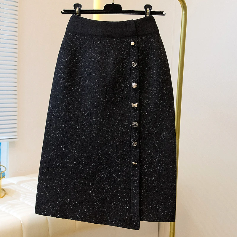 

Женская вязаная юбка больших размеров, мягкая, струящаяся, с запахом, средней длины, А-силуэт, повседневная, с высокой талией, осенне-зимняя, модная, универсальная