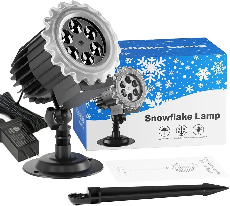 أضواء العرض ندفة الثلج للخارج ، مصباح تساقط الثلوج أكثر إشراقا ، إسقاط المناظر الطبيعية للماء ، تساقط الثلوج ، 9W