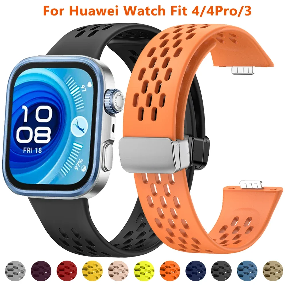 

Силиконовый ремешок с магнитной пряжкой D для часов Huawei Fit 3 4 4Pro, ремешок для HUAWEI Fit3 Fit4 Fit4Pro, спортивный браслет, ремень