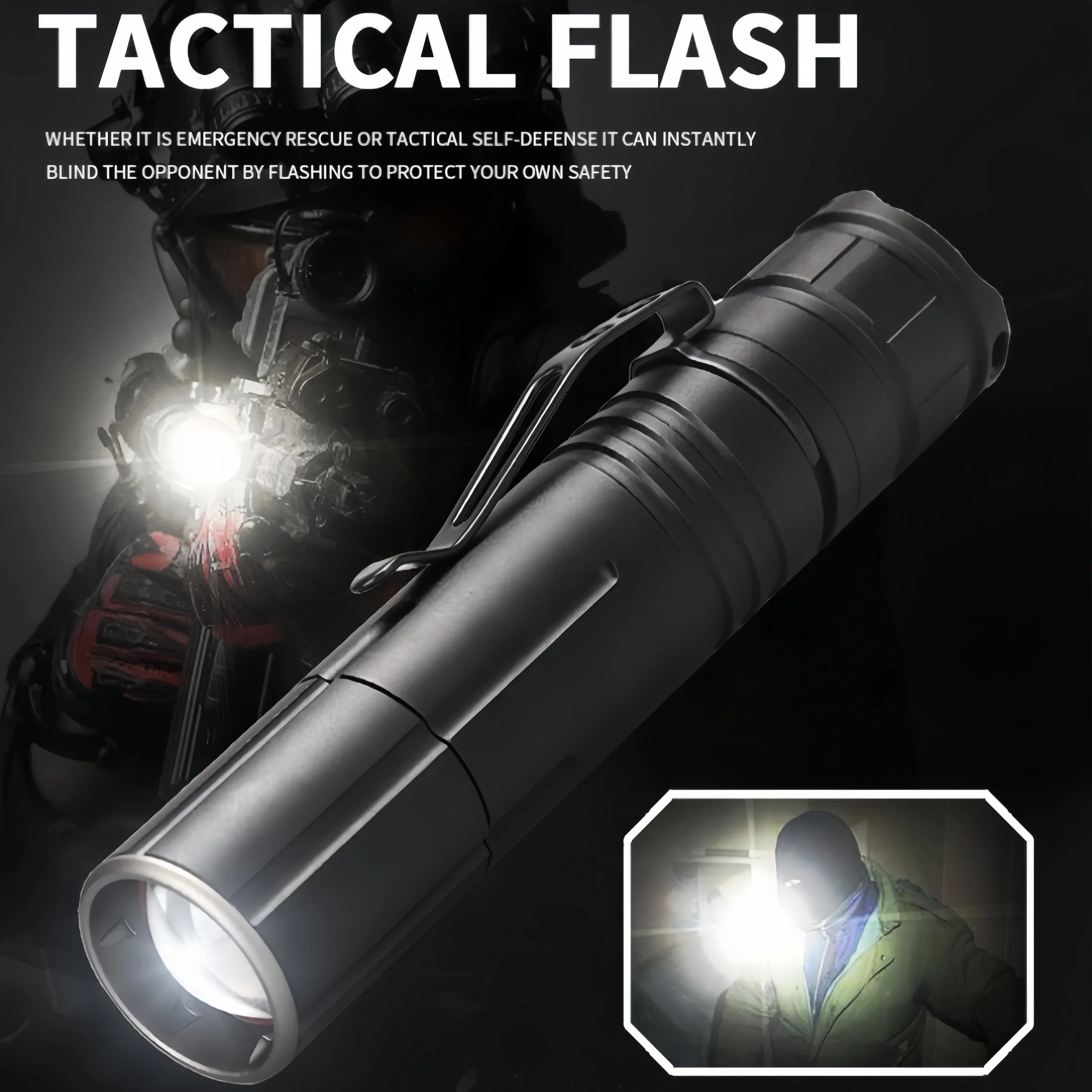 IASHUAIXIN New XHP50 Zoom Type-C Charging Compact and Lightweight Pen Clip Strong Light M09 Tactical Flashlight