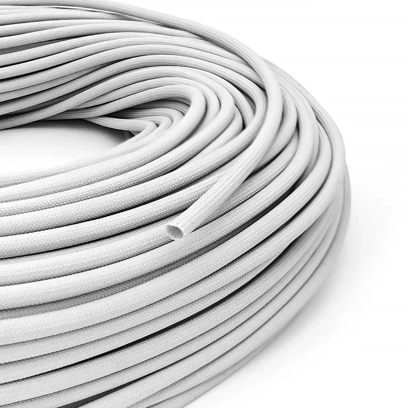 

800Deg.C Fiberglass Tube 4mm Insulated Soft Chemical Glass Fiber Braided Sleeve High Temperature Pipe Wire Wrap Sleeved