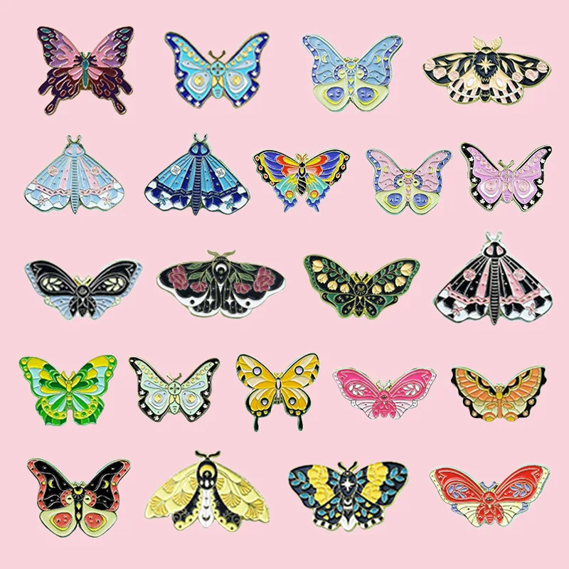 Padrão borboleta inseto broche criativo versátil óleo gotejamento crachá mochila acessórios de roupas colar personalizado agulha