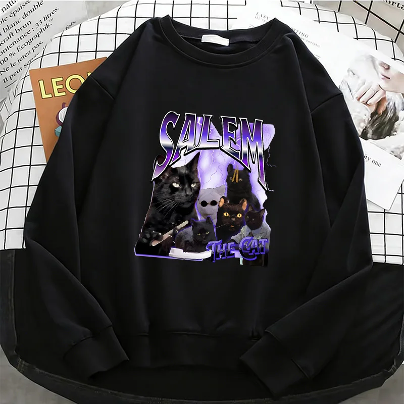 

Толстовки с принтом Black Cat Design, модные флисовые толстовки, мягкие дышащие пуловеры с круглым вырезом, повседневная женская одежда