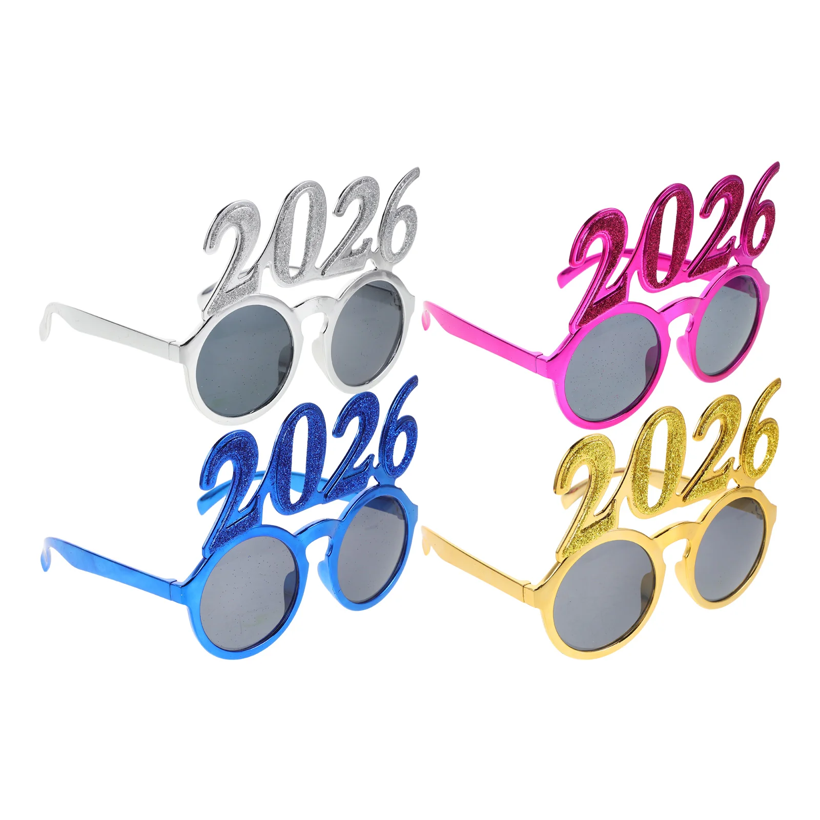 4 Pcs 2026 New Year Party Glasses Graduation Sunglasses Photo Booth Prop Props Novelty
