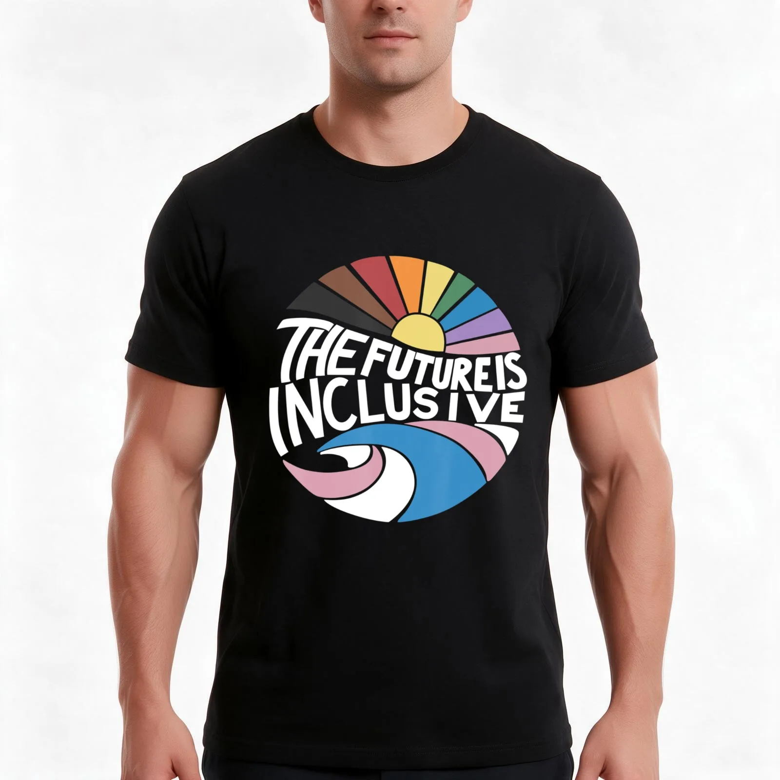 Retro Vintage The Future Is Inclusive Lgbt Gay Rights Pride T-Shirt, Summer Casual Cotton Tee, Oversized Streetwear Tops