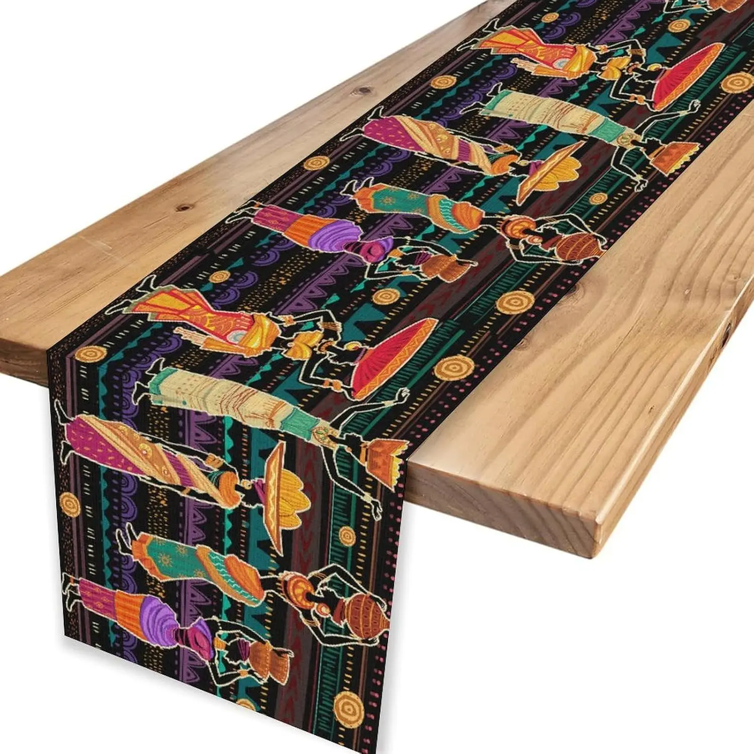 Rustic Indian Woman African Tribal Linen Table Runner Party Decor Farmhouse Kitchen Dining Table Runner Wedding Party Decoration