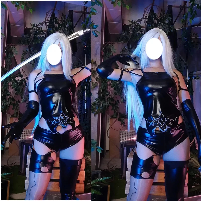 

Automata A2 NieR Cosplay Costume Sexy Black Battle Suit Wig Set for Women Halloween Party Role Play K15