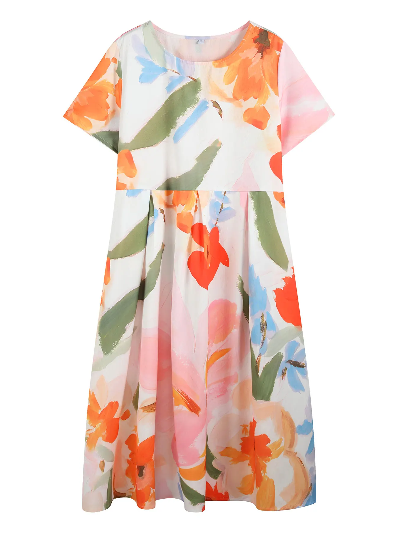 Robe longue à imprimé Floral pour femmes, grande taille, bleu vif, blanc, manches courtes, col rond avec poches, Polyester léger