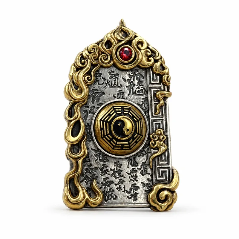 Oriental Taoist Culture Embossed Talisman Pendant Bagua All Gods Mantra Unisex Charm Pendant Wenwan Gift